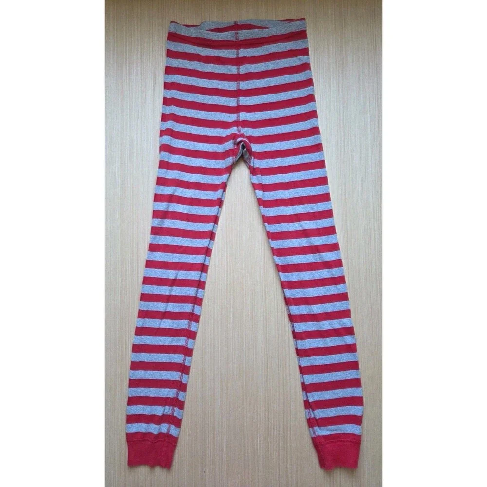 Hanna Andersson Long John Pajamas PJ Set Striped Organic Cotton Red Gray 12